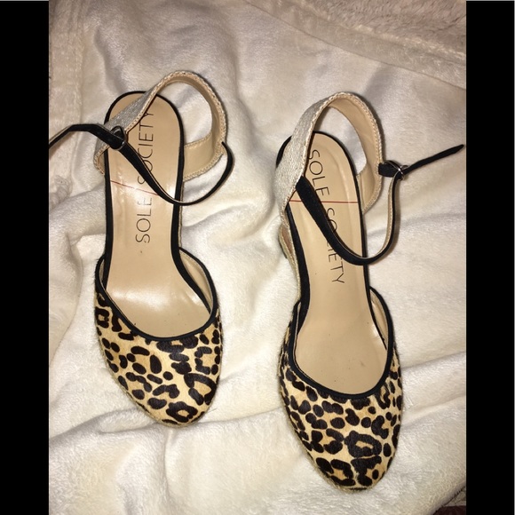 Sole Society Leopard Wedge Platforms Heels - Picture 2 of 8